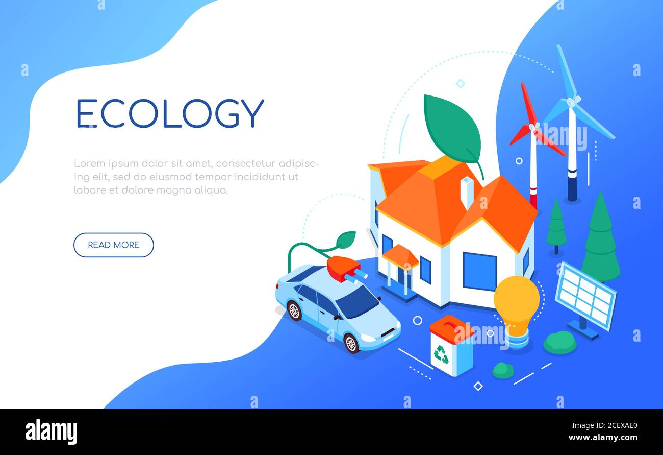 Concept écologique - bannière web isométrique moderne et colorée Illustration de Vecteur Concept écologique - bannière web isométrique moderne et colorée Illustration de Vecteur
