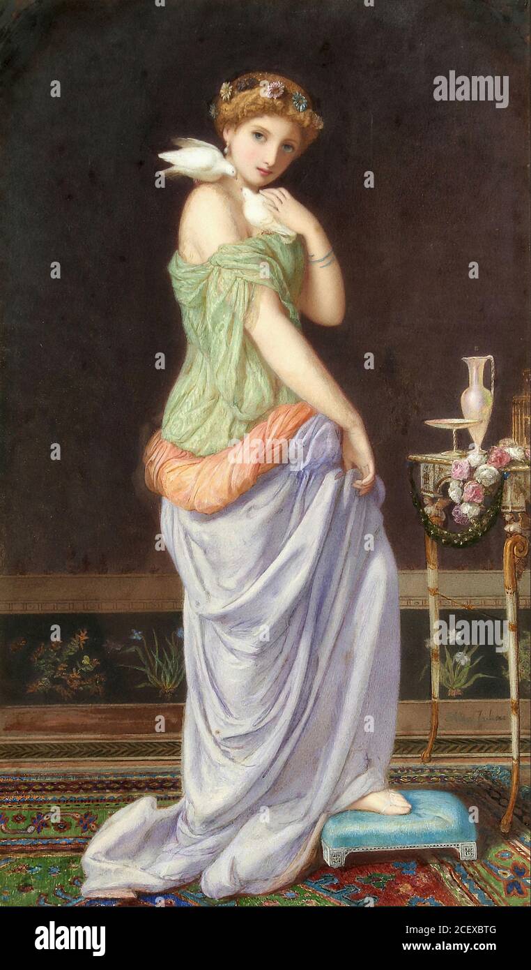 Bouvier Auguste Jules - une jeune fille classique - British School - 19e siècle Banque D'Images