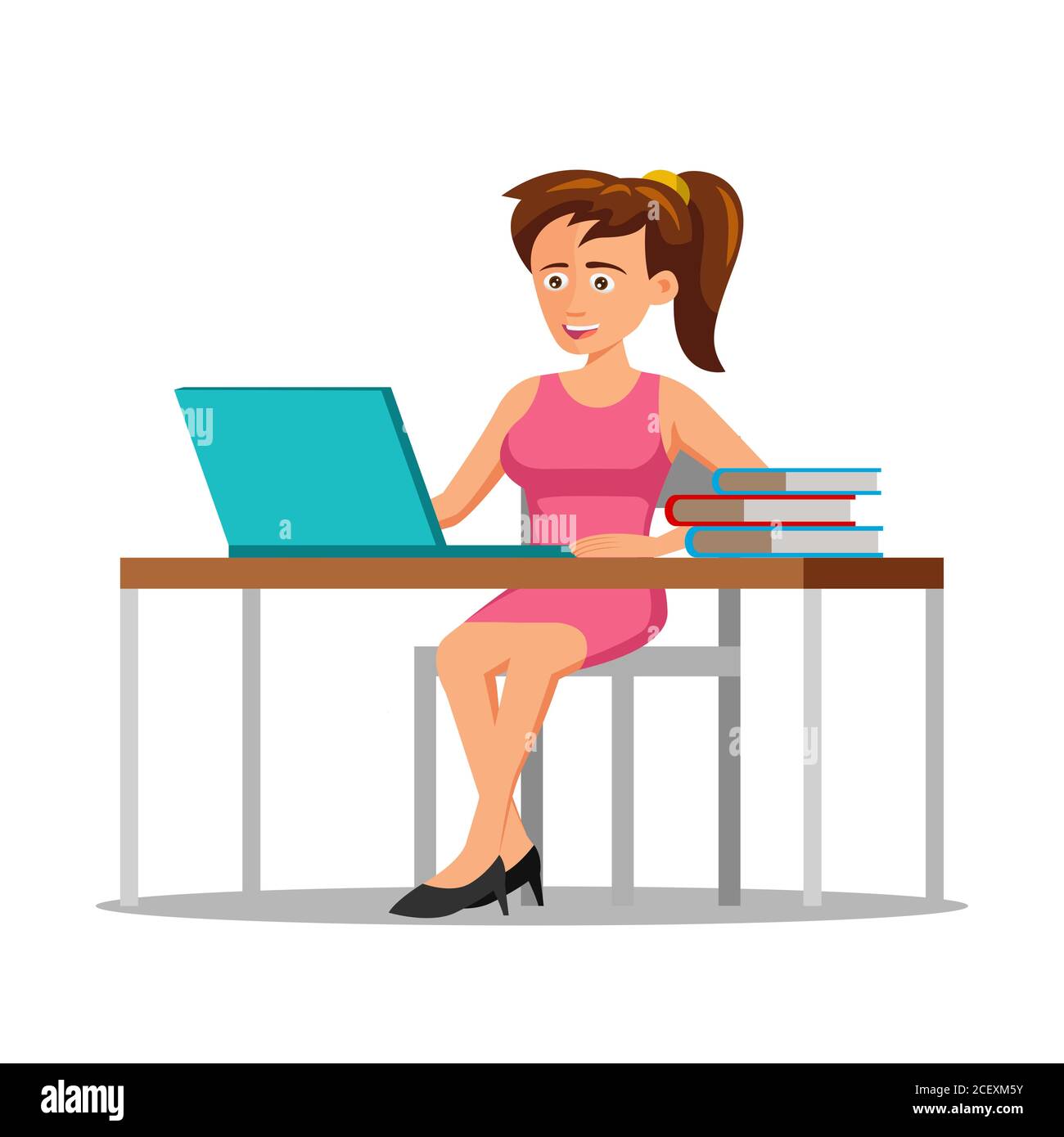 conception plate de personnage de dessin animé de bureau femme travaillant,  illustration vectorielle Image Vectorielle Stock - Alamy