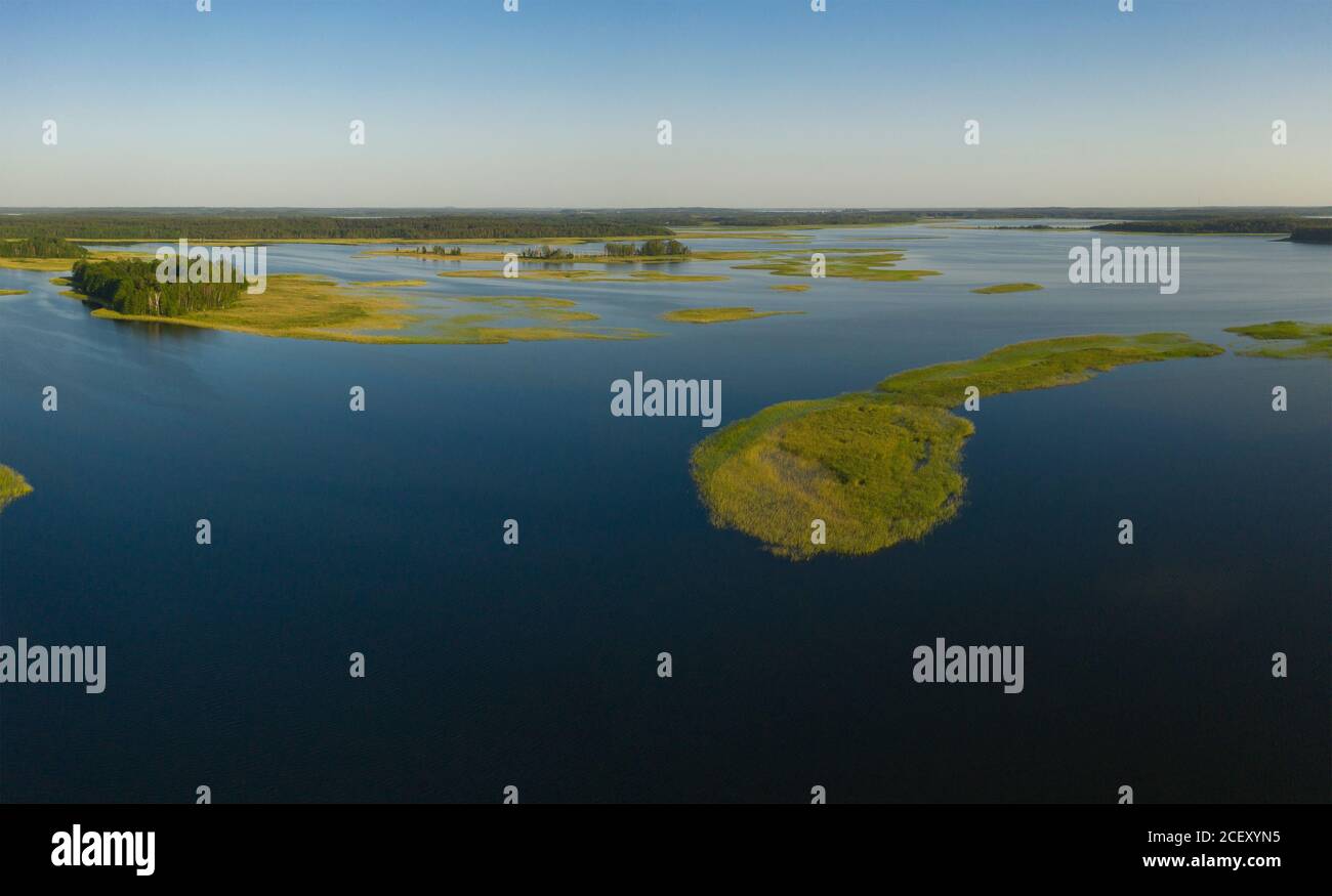 Lacs de Braslav au Bélarus. Filmé avec un drone Banque D'Images