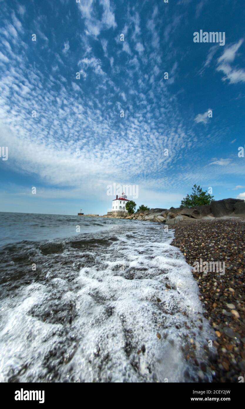 Phare de Headlands State Park sur le lac Érié, Ohio Banque D'Images