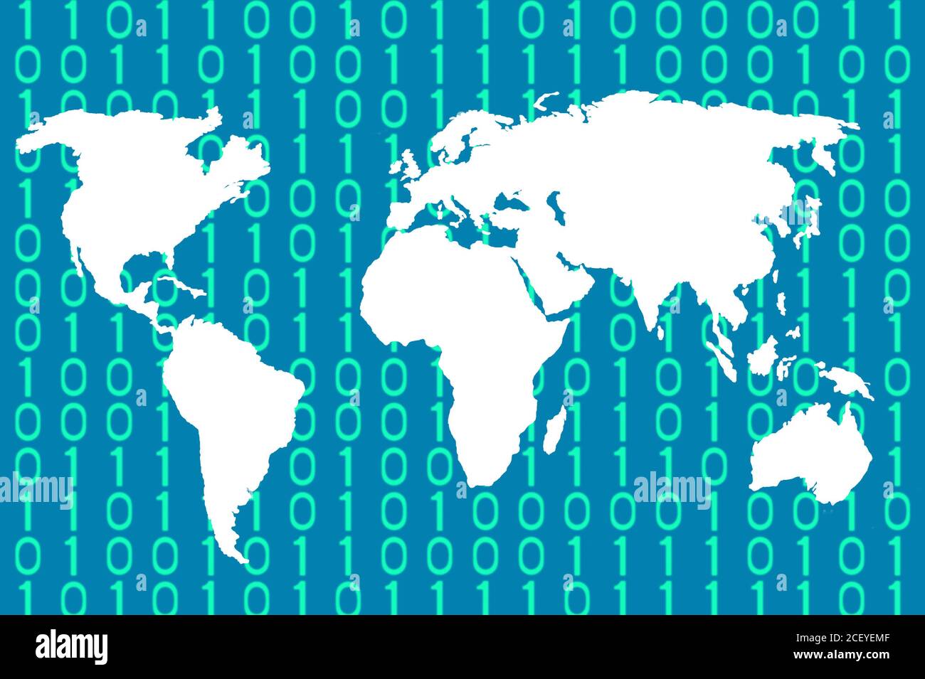 Carte du monde et de chiffres binaires Banque D'Images