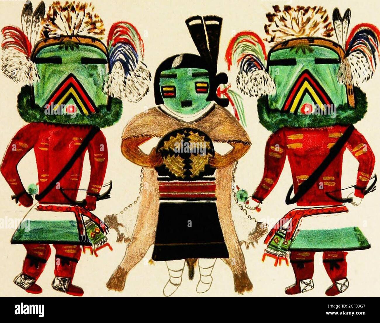 . Hopi Katcinas dessiné par des artistes autochtones. TELAVAI ^M. OWA ET MANA HELIOTVPE CO., BOSTON. BUREAU D'ETHNOLOGIE AMÉRICAINE VINGT ET UNIÈME RAPPORT ANNUEL PL. XXI Banque D'Images