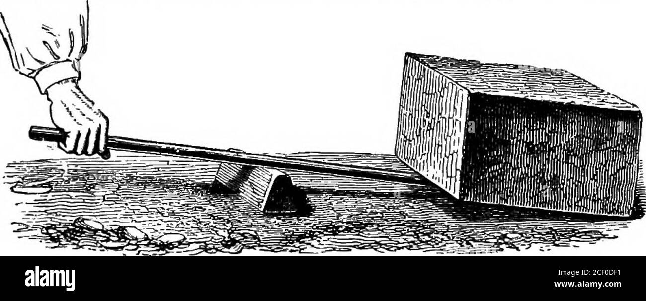 . Physiologie humaine. Figure 60.—Illustration du levier (de premier ordre). w, un poids suspendu à une extrémité ; f, le pivot; p, le point auquel le pouvoir est appliqué. Mais cette force de traction peut être combattue en suspendant un poids à l'extrémité o.ther du levier. Ainsi, nous avons deux forces agissant sur la barre, l'une appliquée au point P, et l'autre, la tendance descendante du poids suspendu, agissant au point W. les leviers sont classés en trois ordres selon les positions therélatives du pivot, le point auquel une puissance est appliquée, et le point auquel ce pouvoir est contré par un Figure 61 Banque D'Images