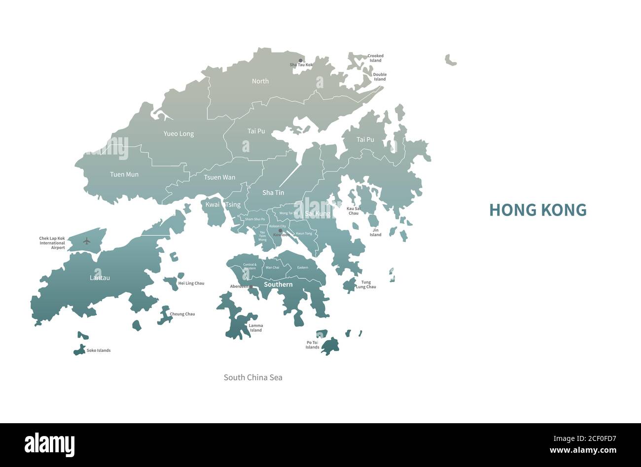 Carte vectorielle de Hong Kong. Carte de pays série verte. Illustration de Vecteur