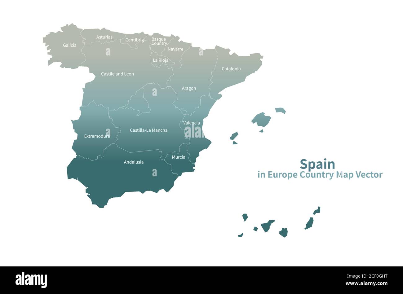 Carte vectorielle de l'Espagne. Carte de pays européenne série verte. Illustration de Vecteur
