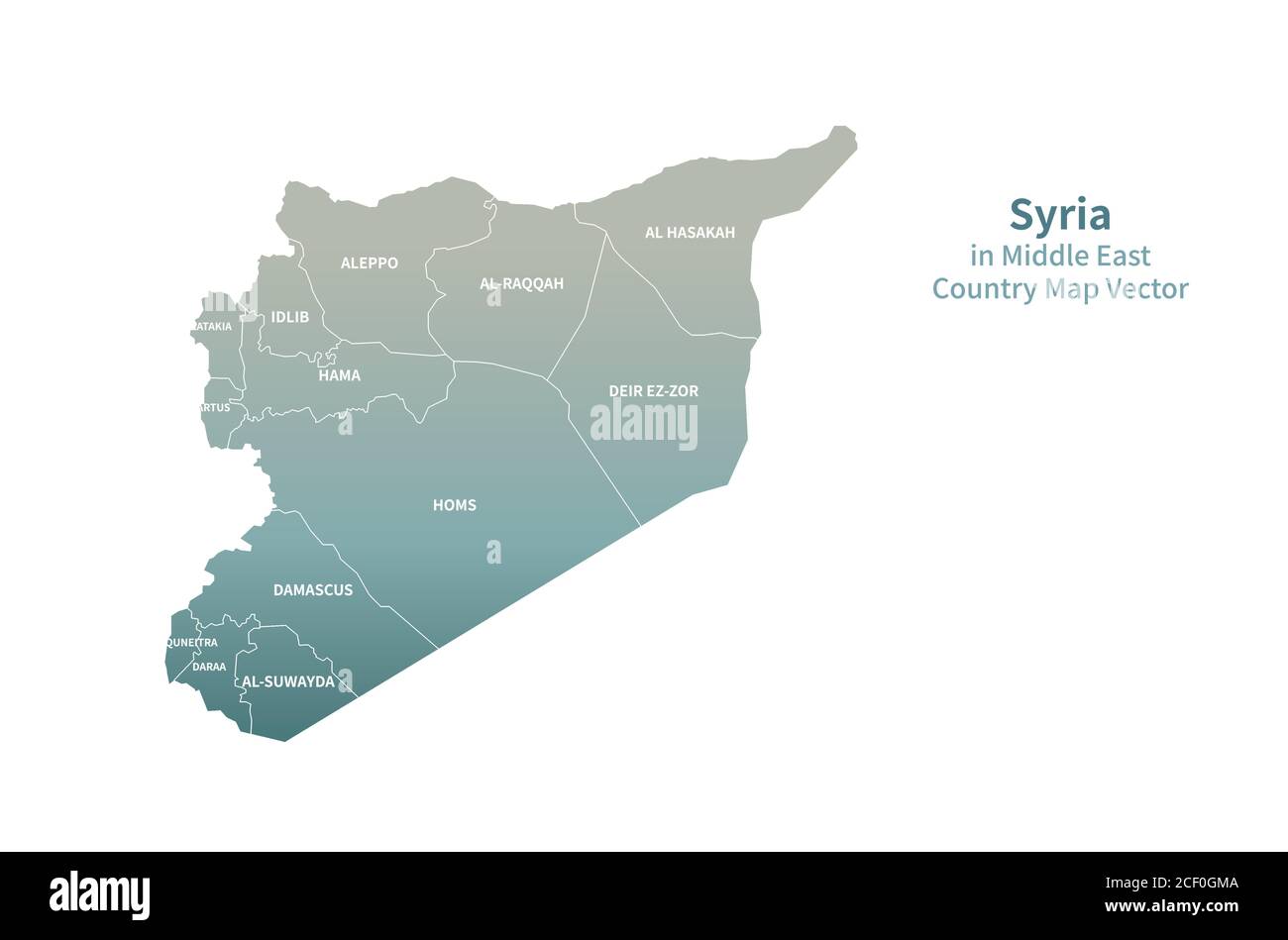 Carte vectorielle de la Syrie. Carte du pays du Moyen-Orient série verte. Illustration de Vecteur