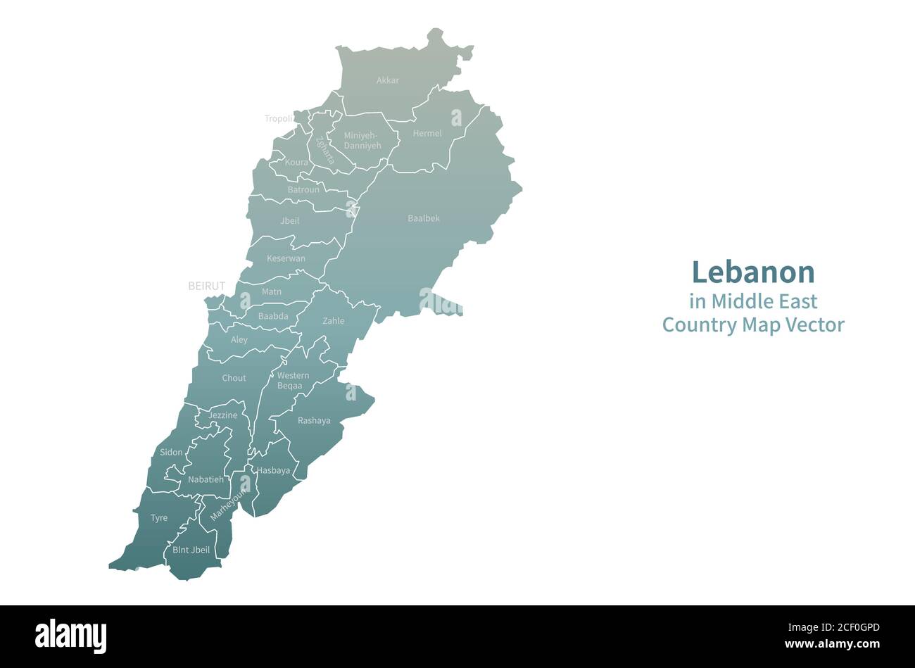 Carte vectorielle du Liban. Carte de pays européenne série verte. Illustration de Vecteur