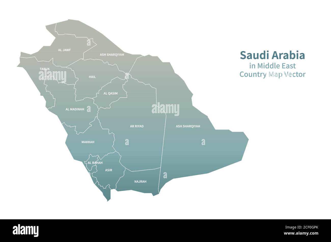 Saudi Aravia carte vectorielle. Carte du pays du Moyen-Orient série verte. Illustration de Vecteur