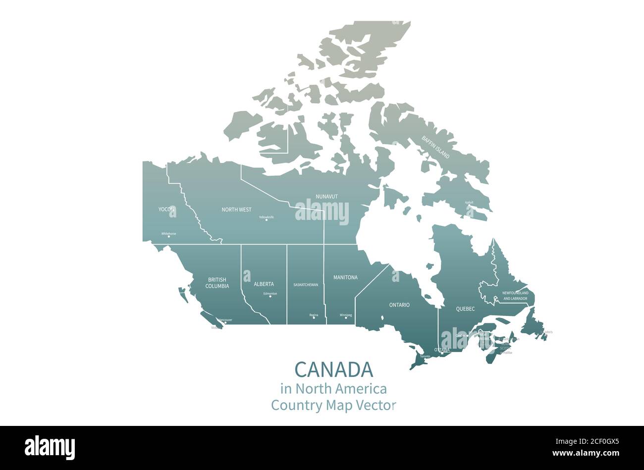 Carte vectorielle du Canada. Carte de pays de l'Amérique du Nord série verte. Illustration de Vecteur
