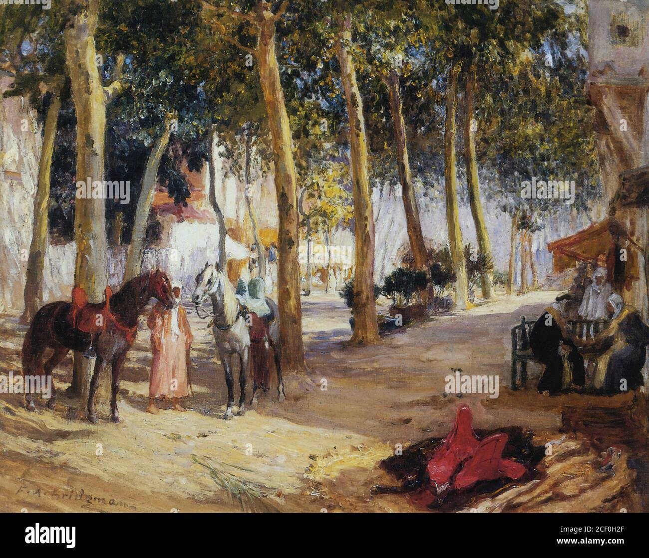 Bridgman Frederick Arthur - a Shady Street - British School - 19e siècle Banque D'Images