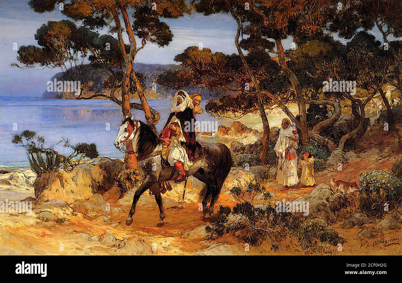 Bridgman Frederick Arthur - un sentier côtier - British School - 19e siècle Banque D'Images