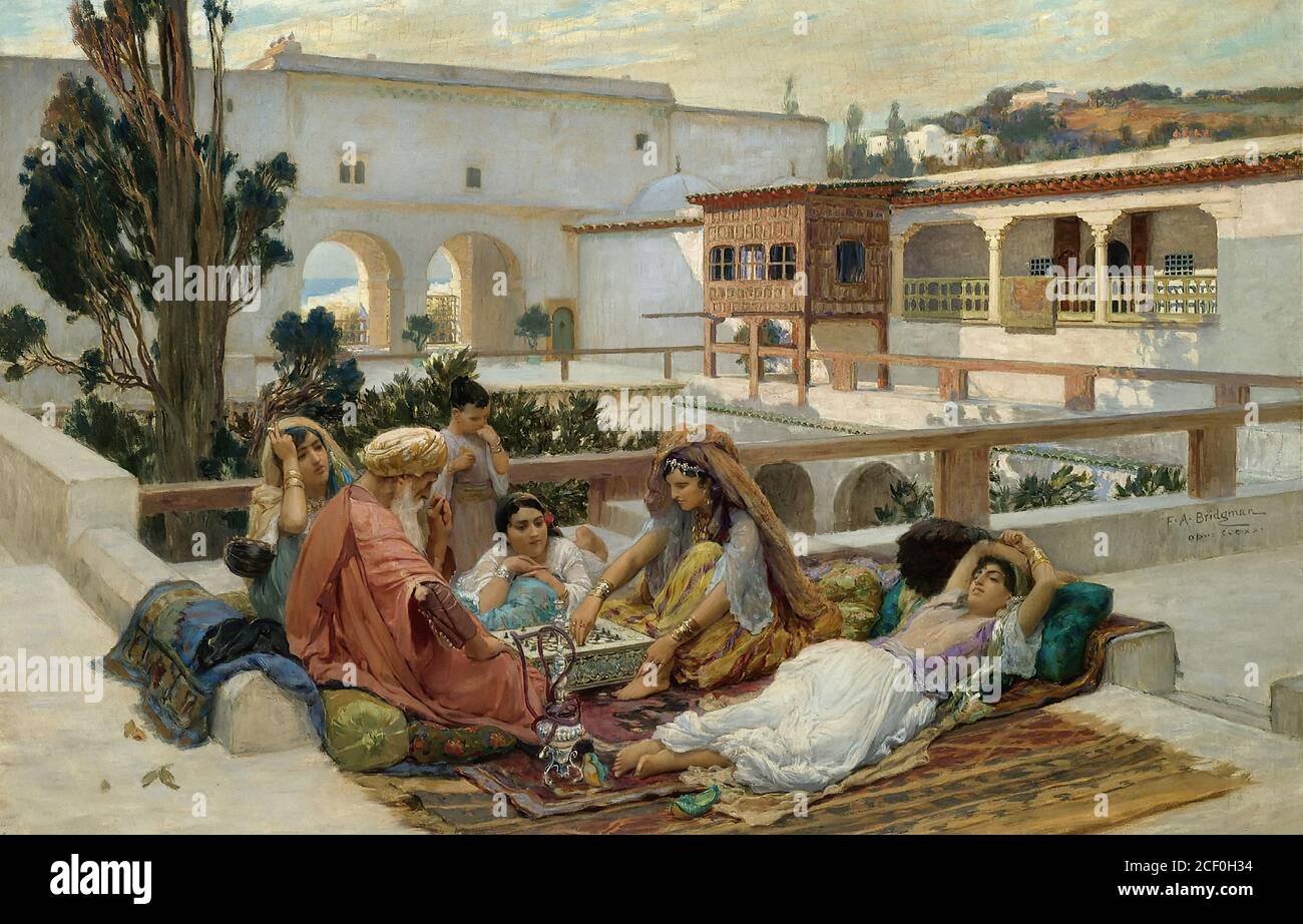 Bridgman Frederick Arthur - un jeu d'échecs - britannique École - 19e siècle Banque D'Images