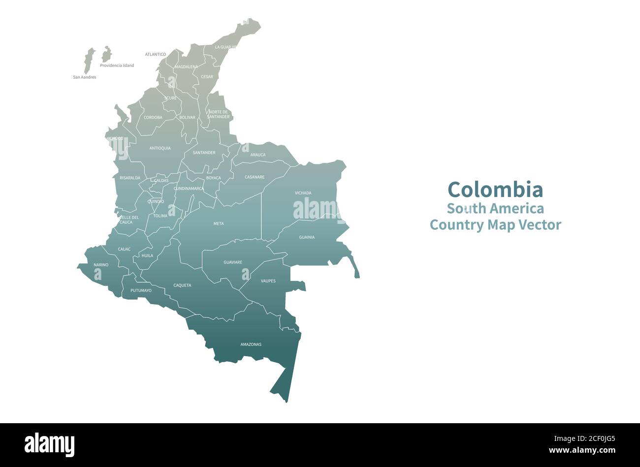 Carte vectorielle Colombie. Carte de pays série verte. Illustration de Vecteur