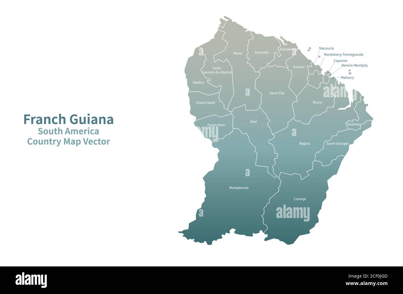 Carte vectorielle de la Guyane française. Carte de pays série verte. Illustration de Vecteur