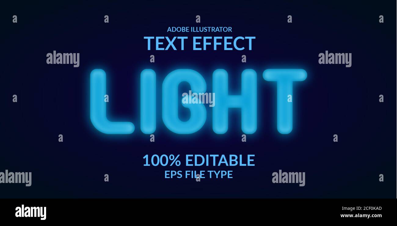 Effet de texte au néon lumineux bleu. Police modifiable adobe Illustrator. Type de lampe fluorescent réaliste Illustration de Vecteur