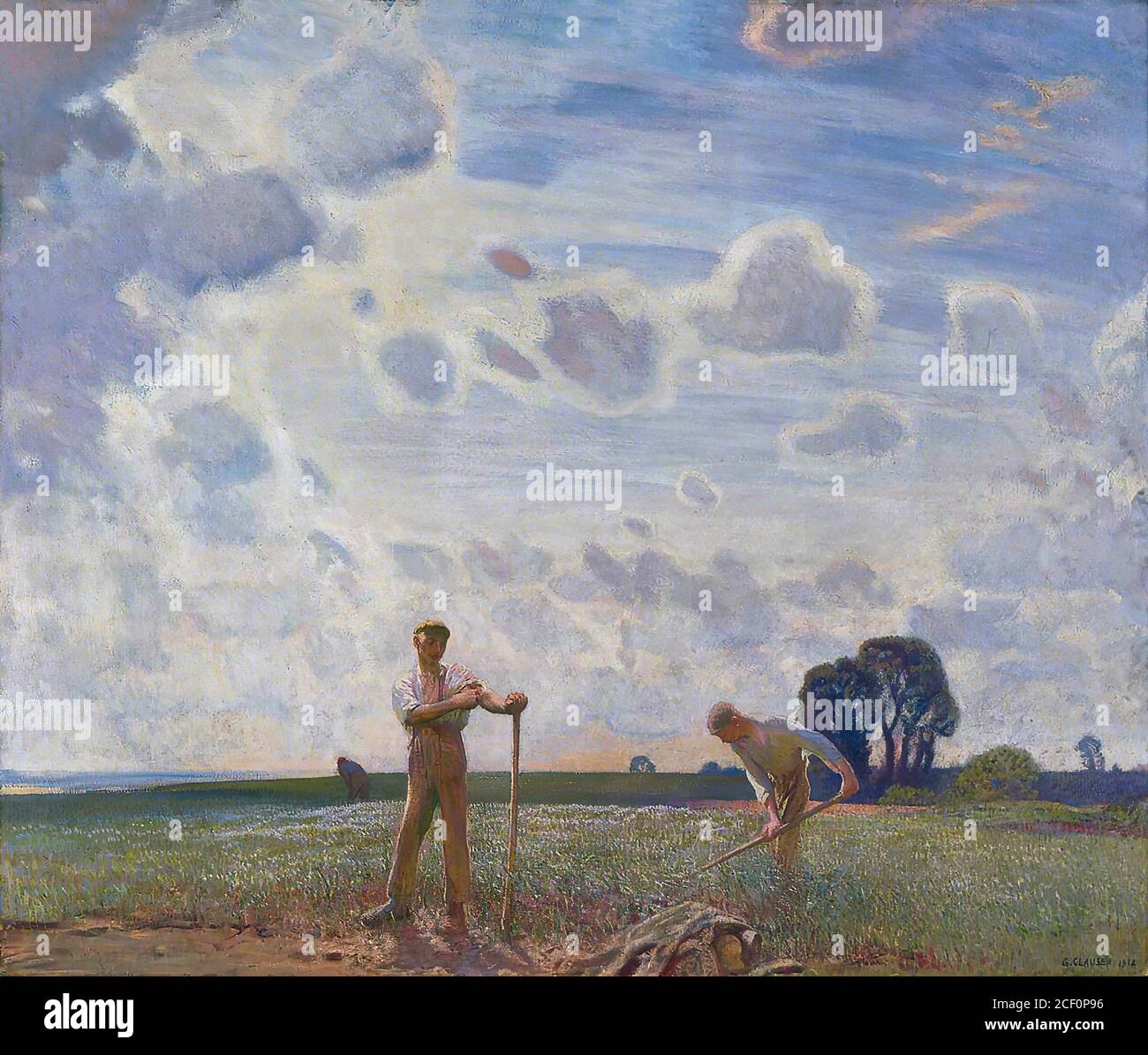 Clausen George - dans les champs en juin - Britannique École - 19e siècle Banque D'Images