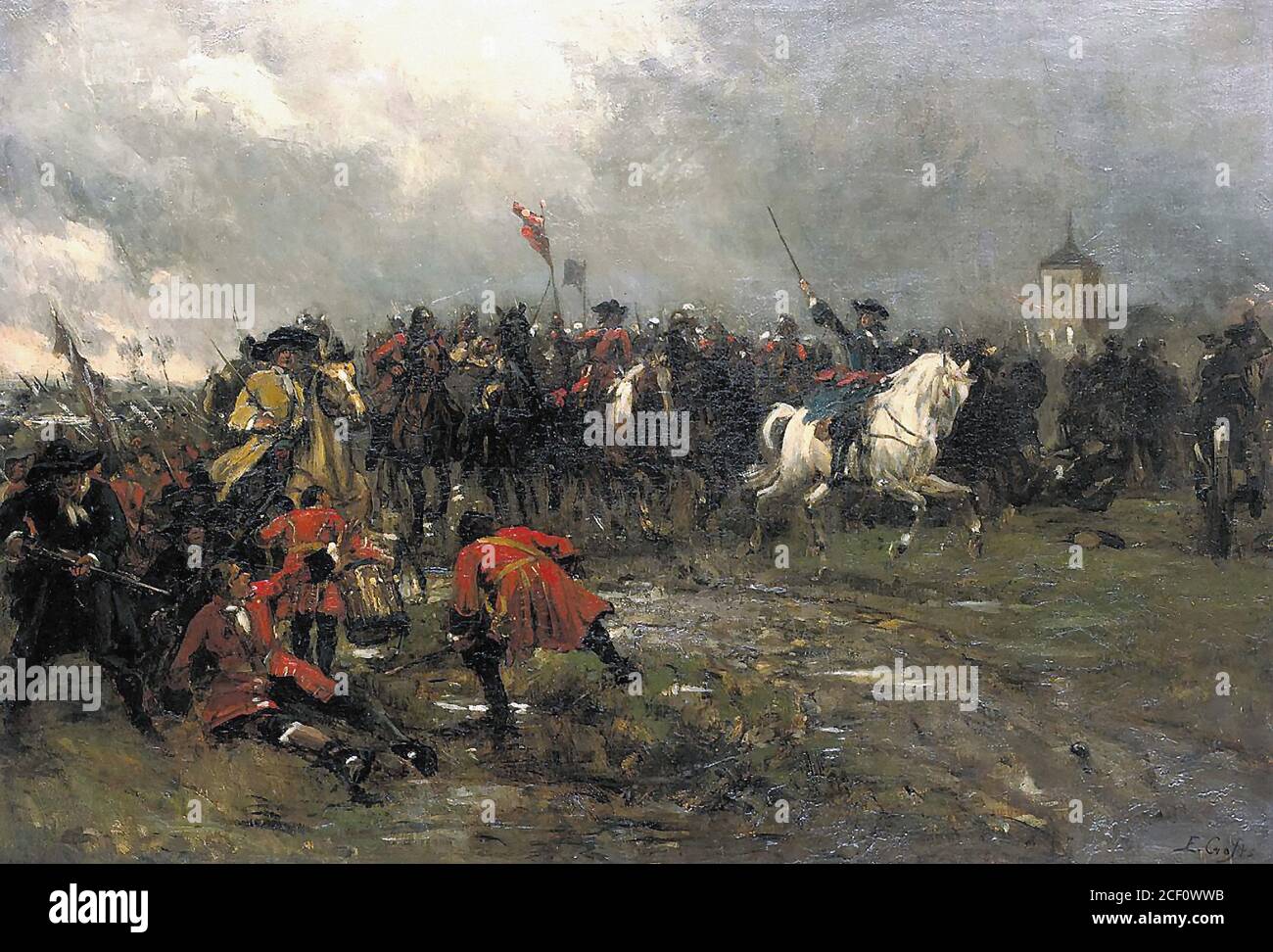 Crofts Ernest - la charge de Cavalry - British School - 19e siècle Banque D'Images