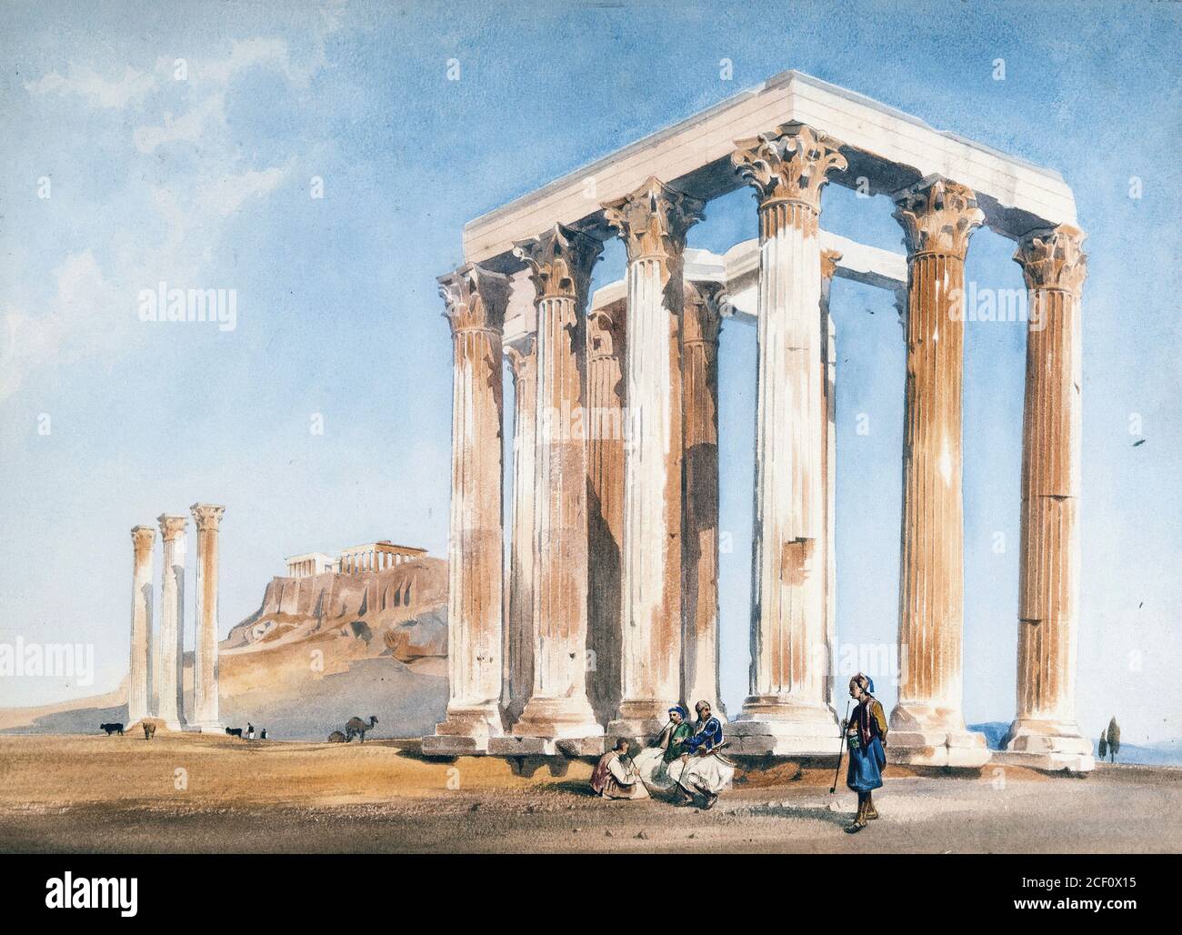 Cromek Thomas Hartley - ruines classiques à l'Acropole Grèce - British School - 19e siècle Banque D'Images
