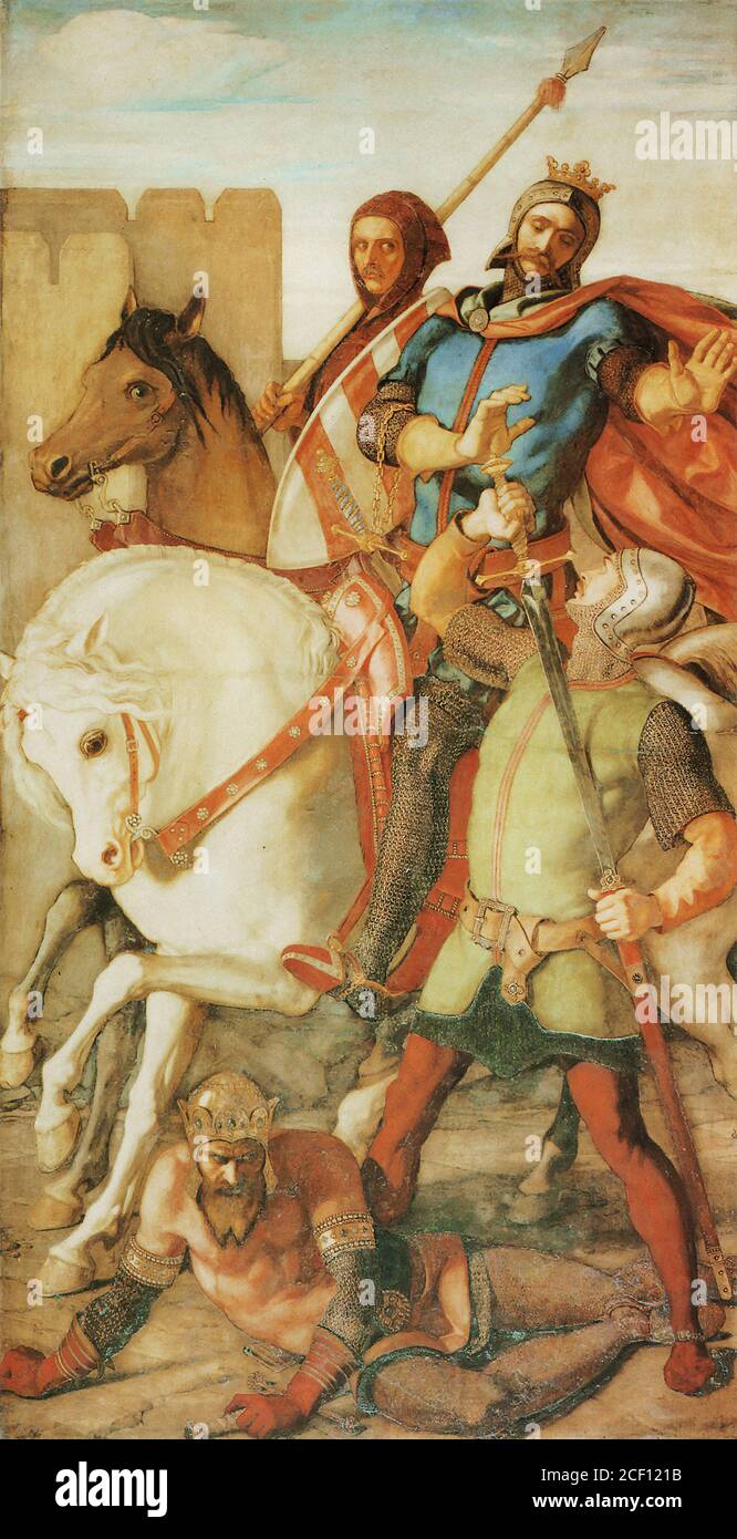 Dyce William - le roi Arthur Unhorsed épargné par Sir Launcelot - British School - 19e siècle Banque D'Images