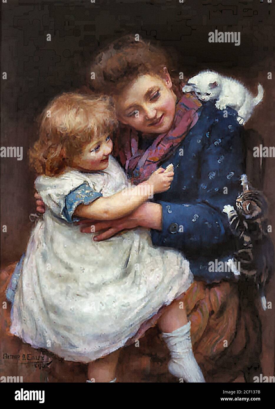 Elsley Arthur John - Playtime 1 - British School - 19e siècle Banque D'Images