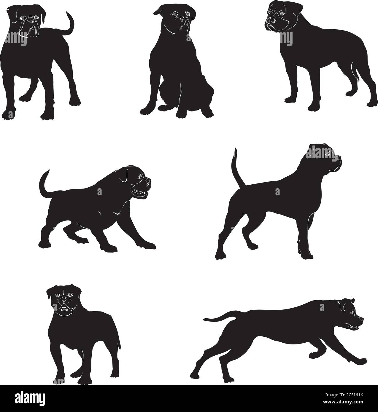 Chien, bulldog, silhouette, pose, vecteur, symbole, ligne, graphique, tête, décoratif, animal, image, isolé, illustration, signe, pattes, bien-aimé, mammifère Illustration de Vecteur