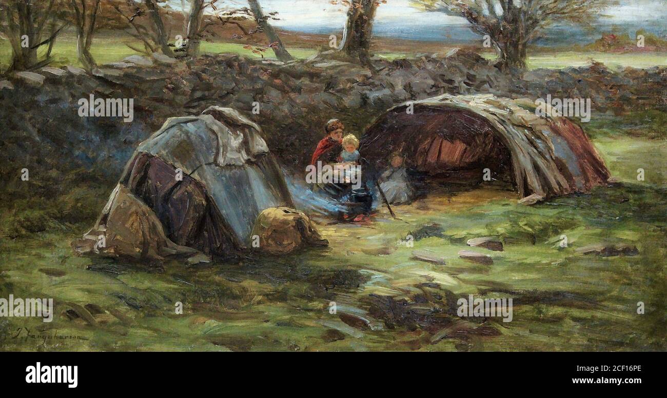 Farquharson Joseph - Gypsy Camp - British School - 19e Siècle Banque D'Images