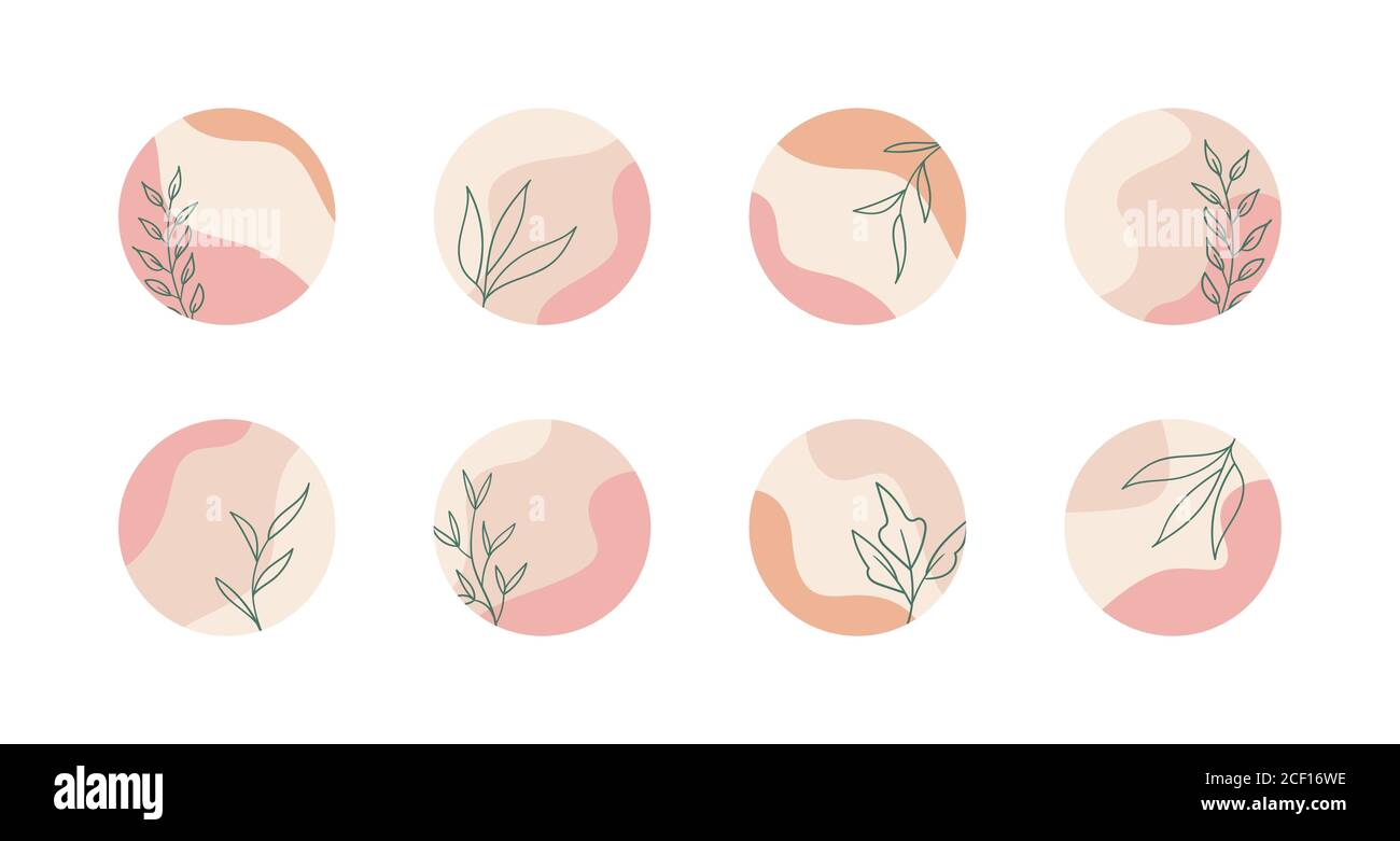 Les icônes de couverture de scénario de mise en surbrillance vectorielle pour les médias sociaux. Abstrait floral minimaliste tendance couleurs pastel arrière-plans Illustration de Vecteur