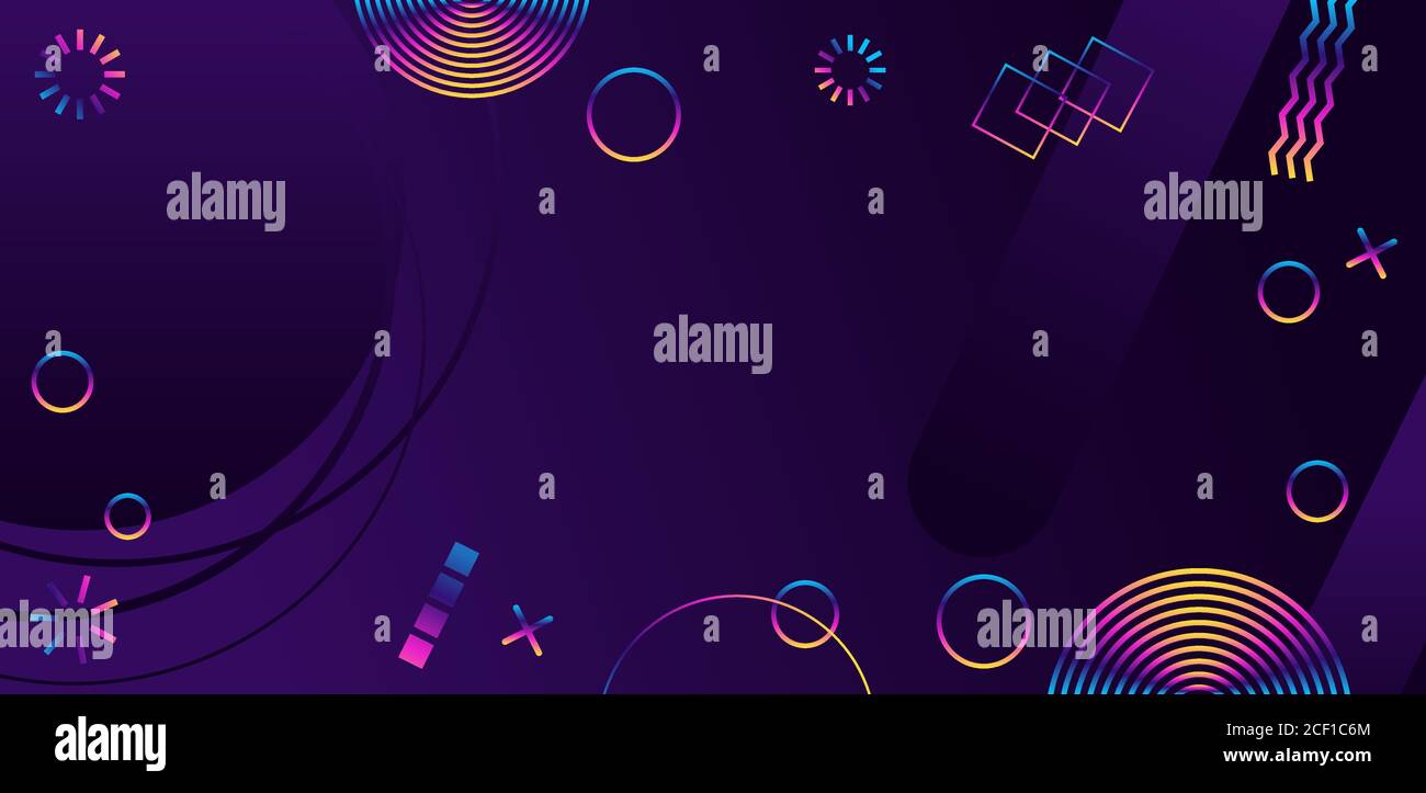 Arrière-plan ultraviolet géométrique abstrait. Style futuriste moderne. Bannière aux formes géométriques chaotiques. Étincelles et rayures arc-en-ciel. Illustration de Vecteur