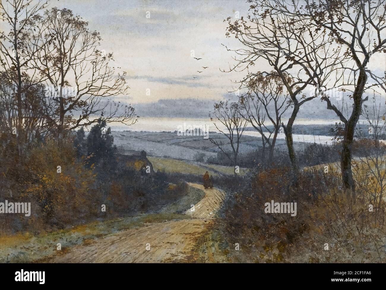 Garden William Fraser - Figures on a Country Lane à Crépuscule - British School - 19e siècle Banque D'Images