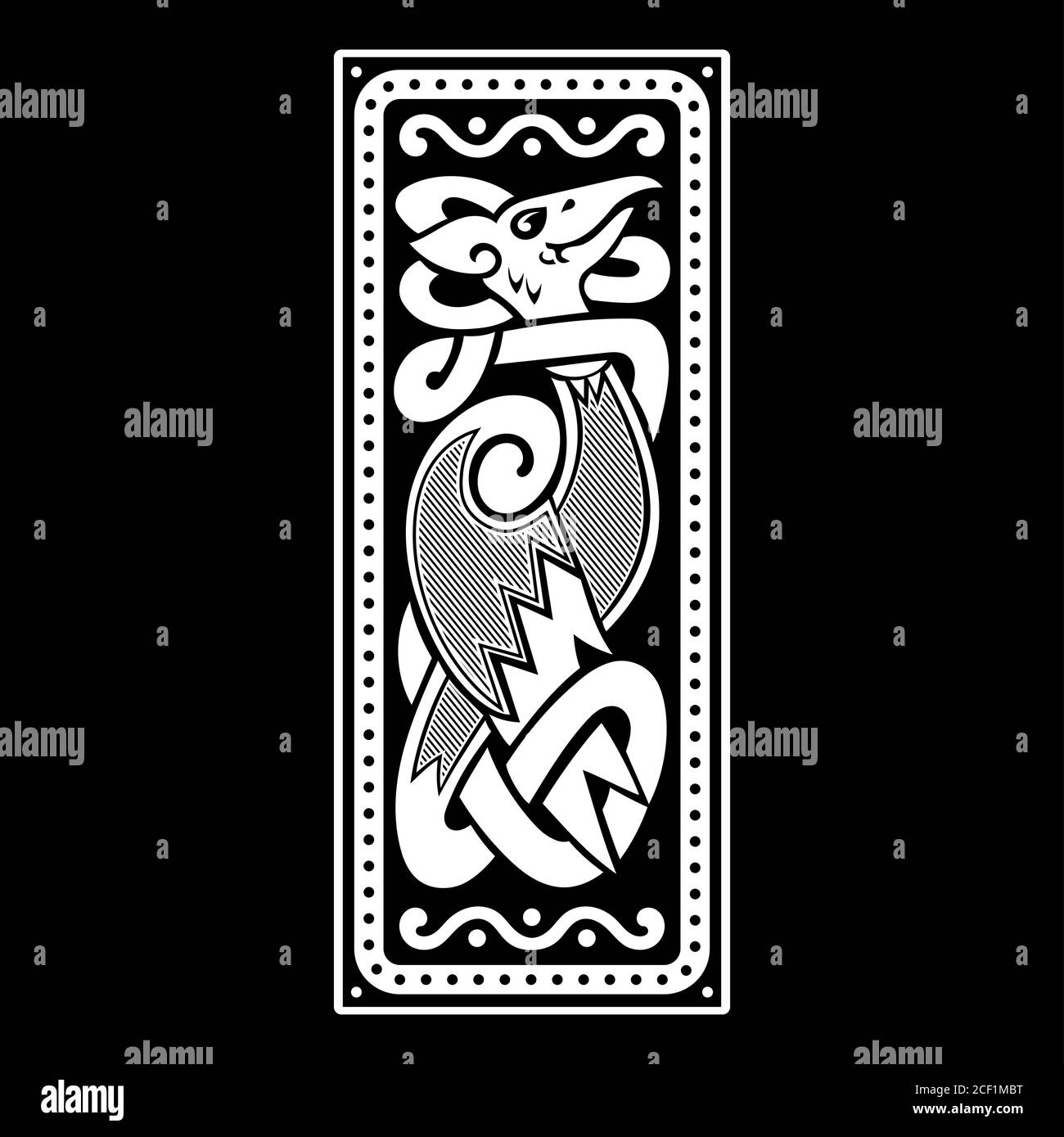 L'oiseau Phoenix. Illustration dans le style scandinave celtique Illustration de Vecteur