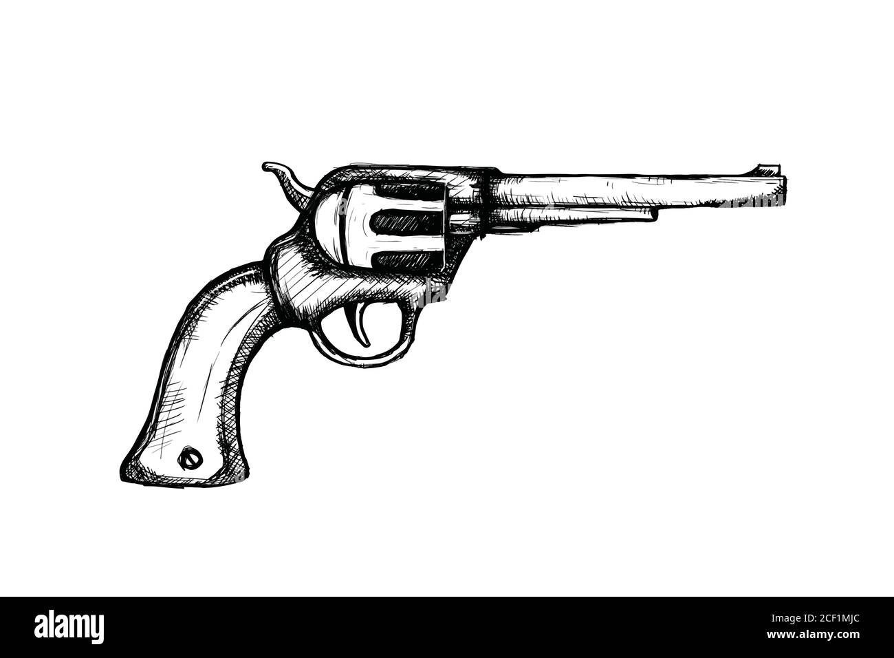 pistolets à main pour l'icône de l'ouest sauvage croquis dessinés à la main illustration isolée sur fond blanc Illustration de Vecteur