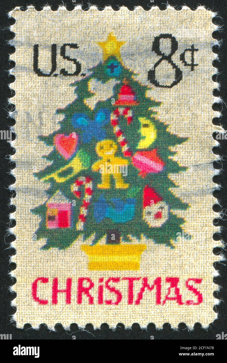 ÉTATS-UNIS - VERS 1973 : timbre imprimé par les États-Unis d'Amérique, montre l'arbre de Noël dans la pointe de l'aiguille, vers 1973 Banque D'Images