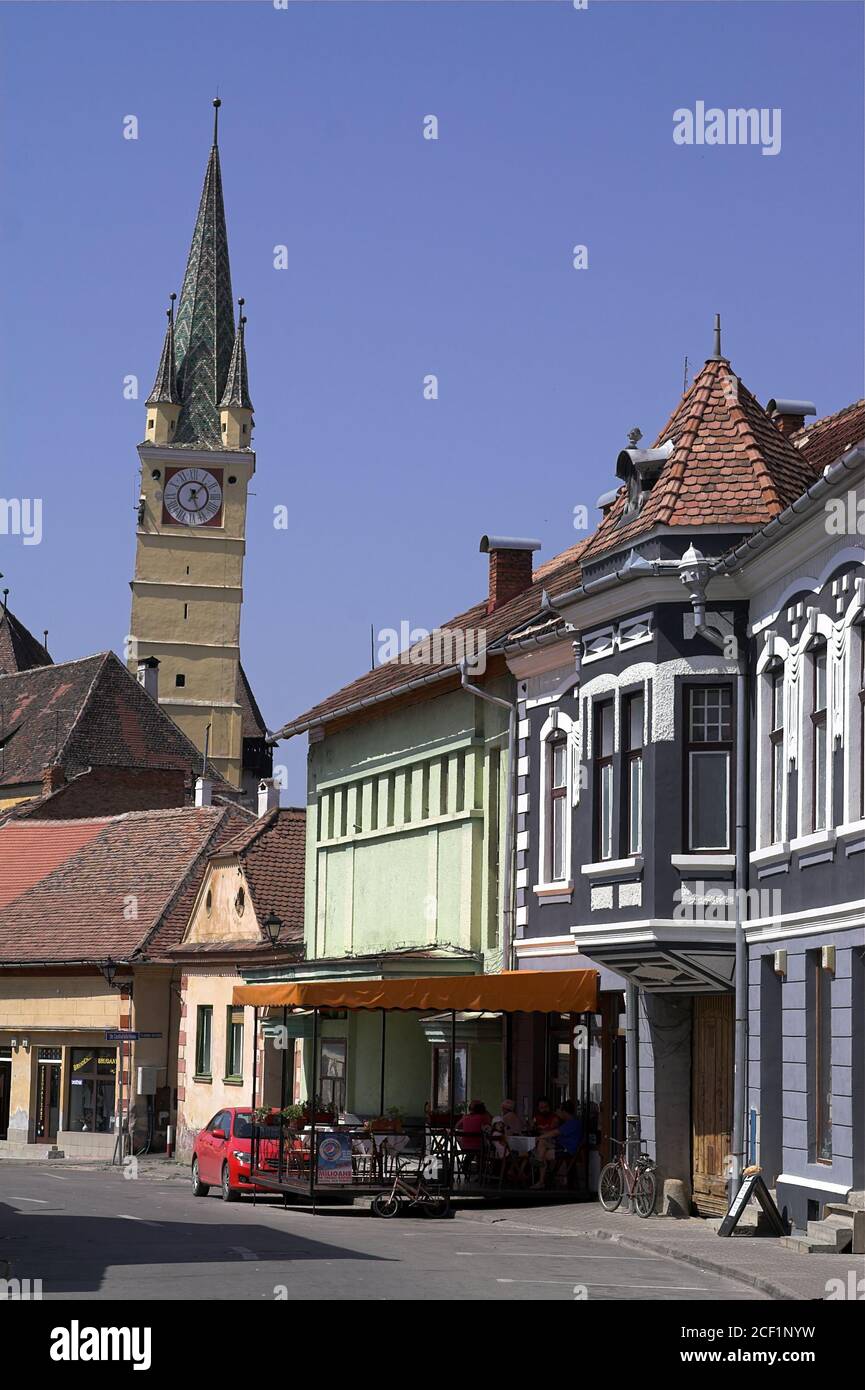 Mediaș, Roumanie, vieille ville, centre-ville historique. Rumänien, Altstadt, historisches Stadtzentrum. Starówka Banque D'Images
