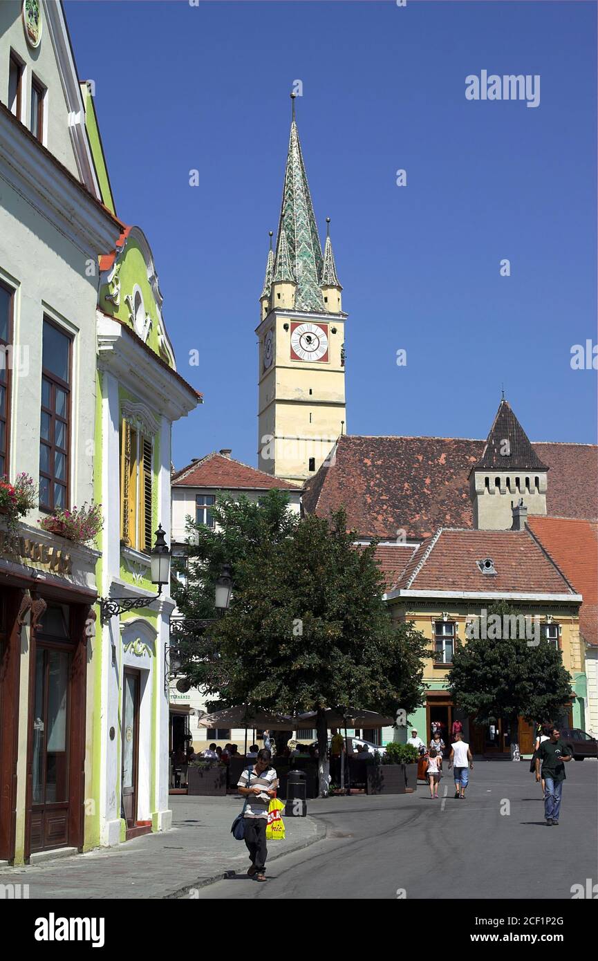 Mediaș, Roumanie, vieille ville, centre-ville historique. Rumänien, Altstadt, historisches Stadtzentrum. Starówka Banque D'Images