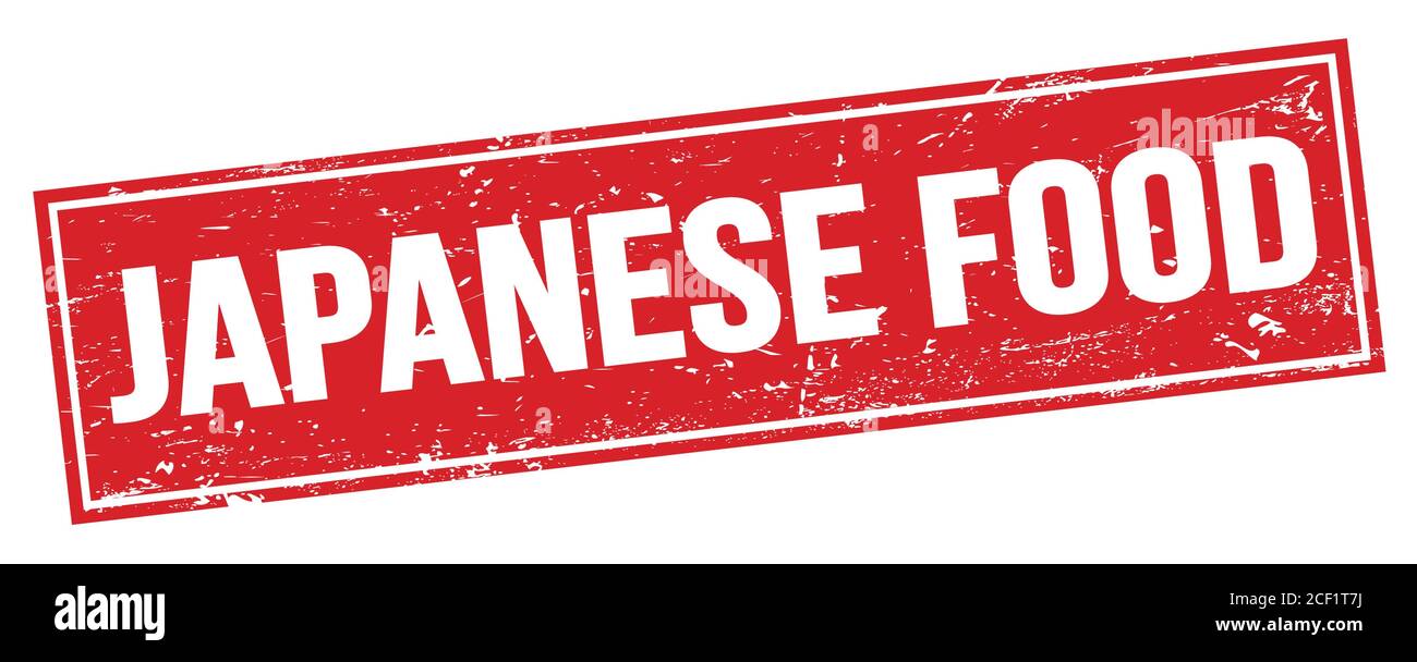 Texte DE LA NOURRITURE JAPONAISE sur le signe rouge de timbre rectangle grungy. Banque D'Images