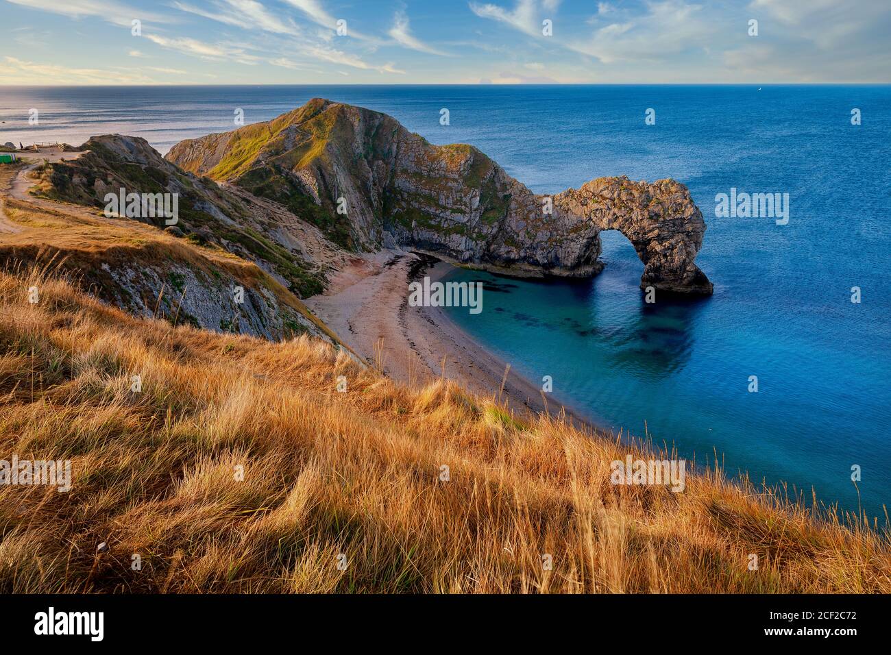 Durdle Door Beach sur le Dorset Jurassic Coast en Angleterre. Banque D'Images