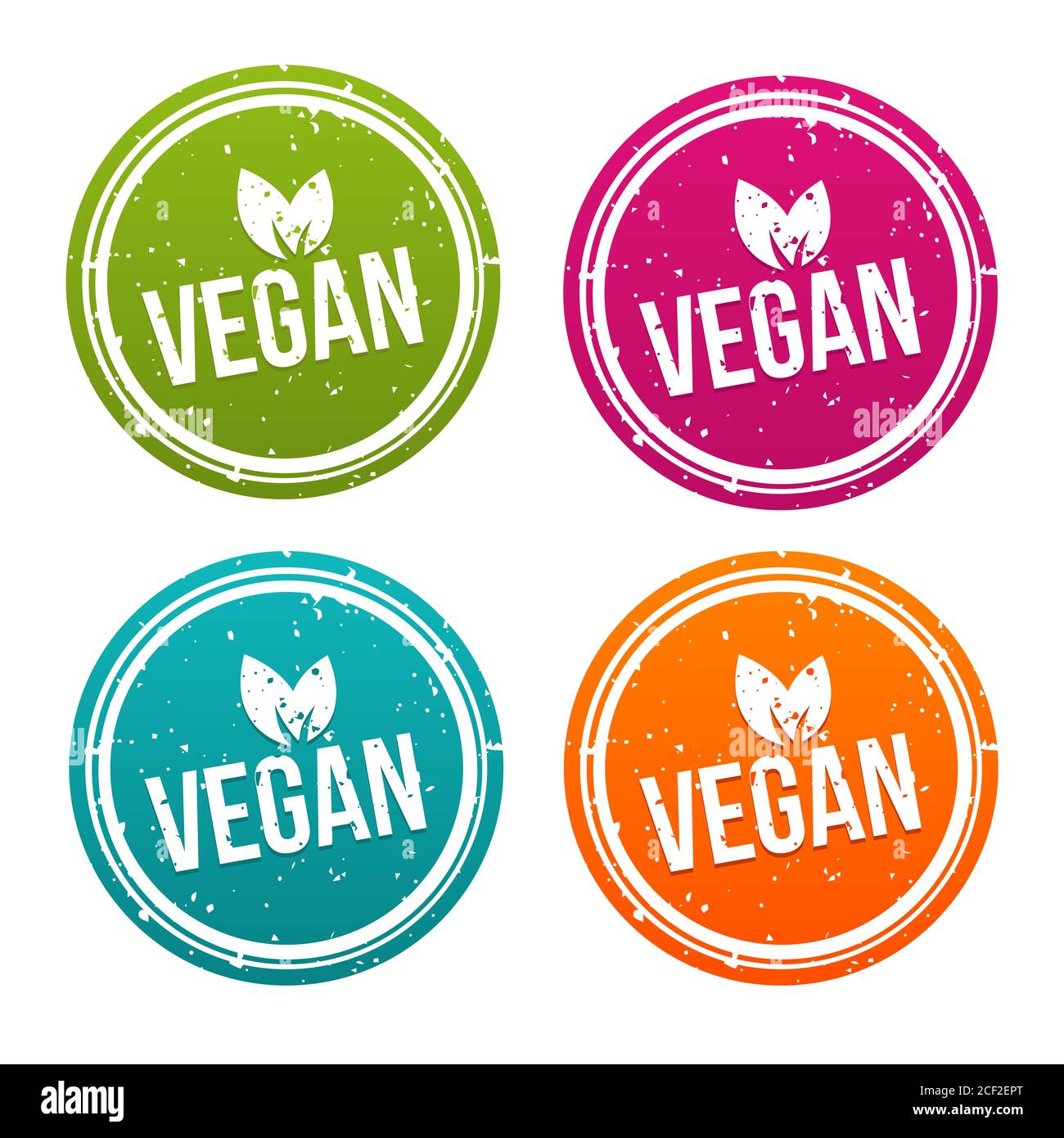 Bouton vegan défini dans verschiedenen Farben. Banque D'Images