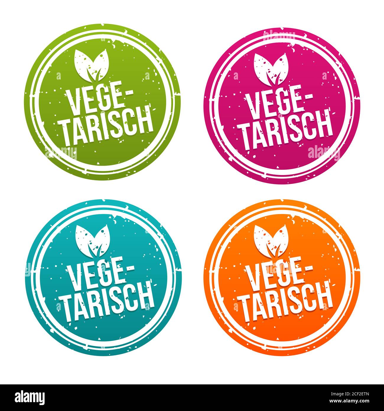 Bouton Vegetarisch défini dans verschiedenen Farben. Banque D'Images