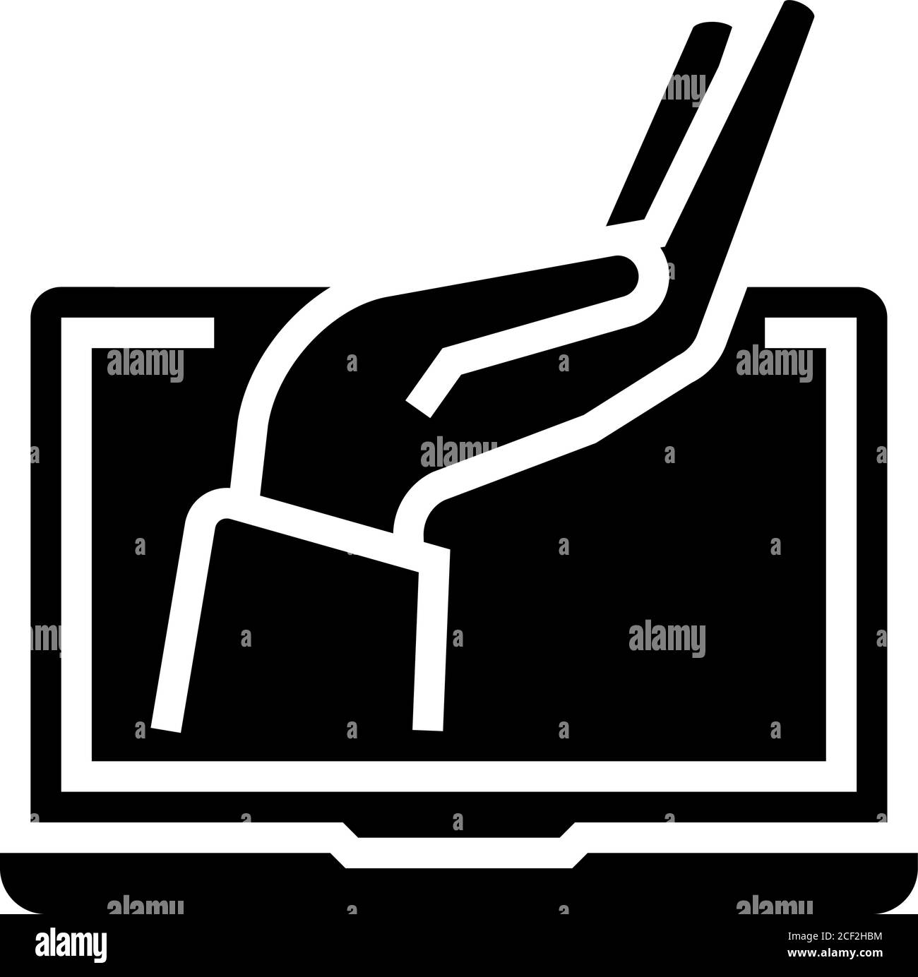 illustration vectorielle de l'icône de glyphe de la main sur l'écran de l'ordinateur portable Illustration de Vecteur