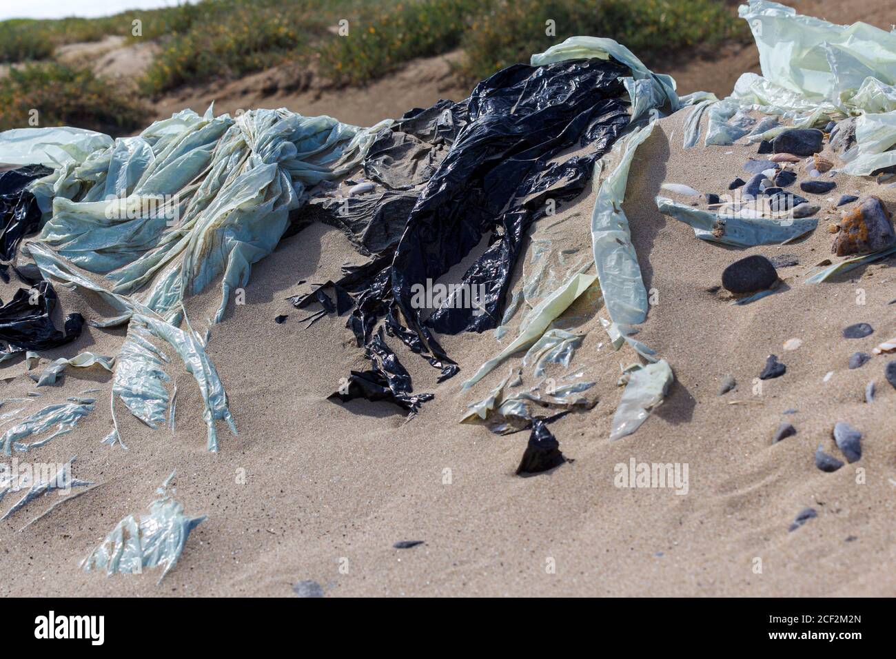 Déchets plastiques laissés sur les plages Banque D'Images