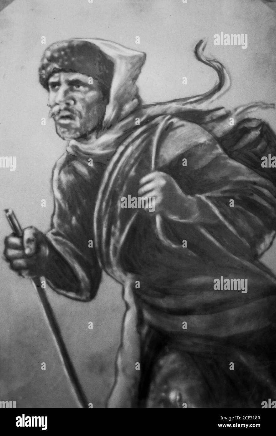 Kilar Khashirov, conquérant du sommet des Elbres, vallée de Baksan, Nord Caucase, Kabardino-Balkaria, 1990, Russie Banque D'Images Kilar Khashirov, conquérant du sommet des Elbres, vallée de Baksan, Nord Caucase, Kabardino-Balkaria, 1990, Russie Banque D'Images