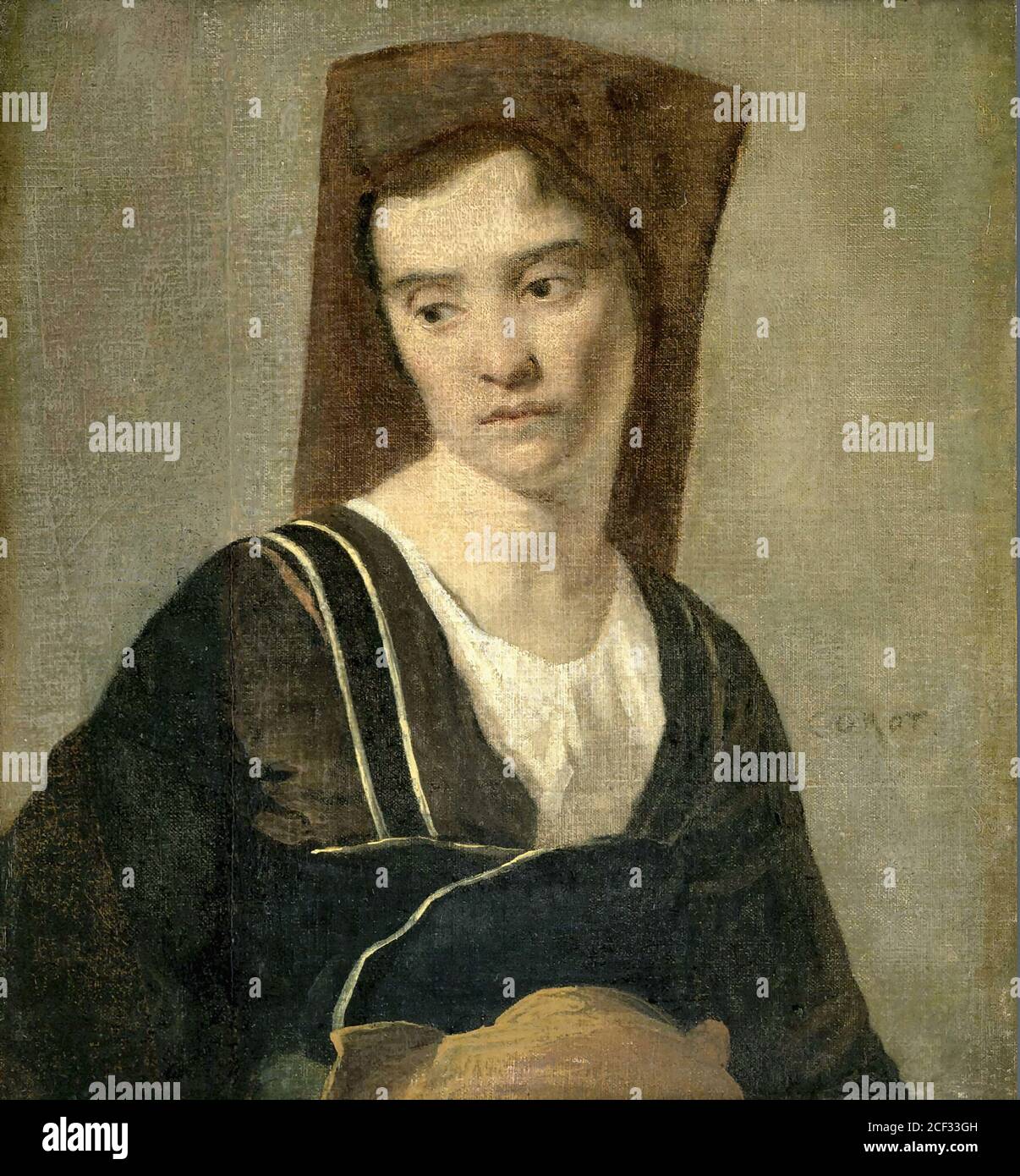 Corot Jean Baptiste Camille - une paysanne - française École - 19e siècle Banque D'Images