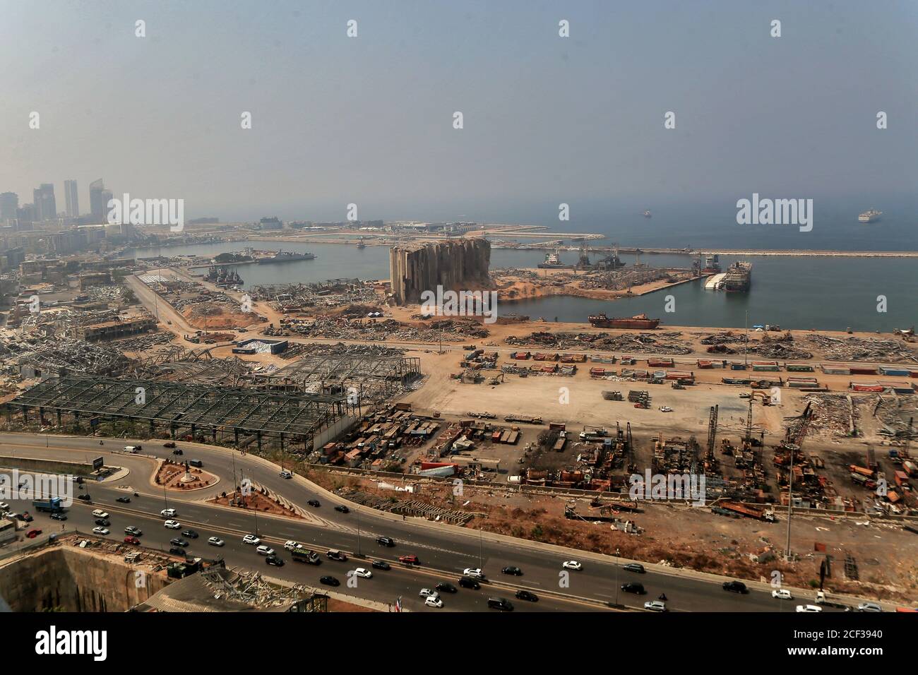 Beyrouth, Liban. 03ème septembre 2020. Vue sur le port endommagé de Beyrouth, le lieu de l'explosion massive qui a secoué Beyrouth le 04 août 2020. Credit: Marwan Naamani/dpa/Alamy Live News Banque D'Images