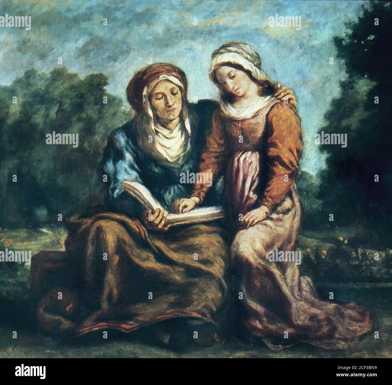Delacroix Eugène - Die Erziehung Der Jungfrau Maria - Français École - 19e siècle Banque D'Images