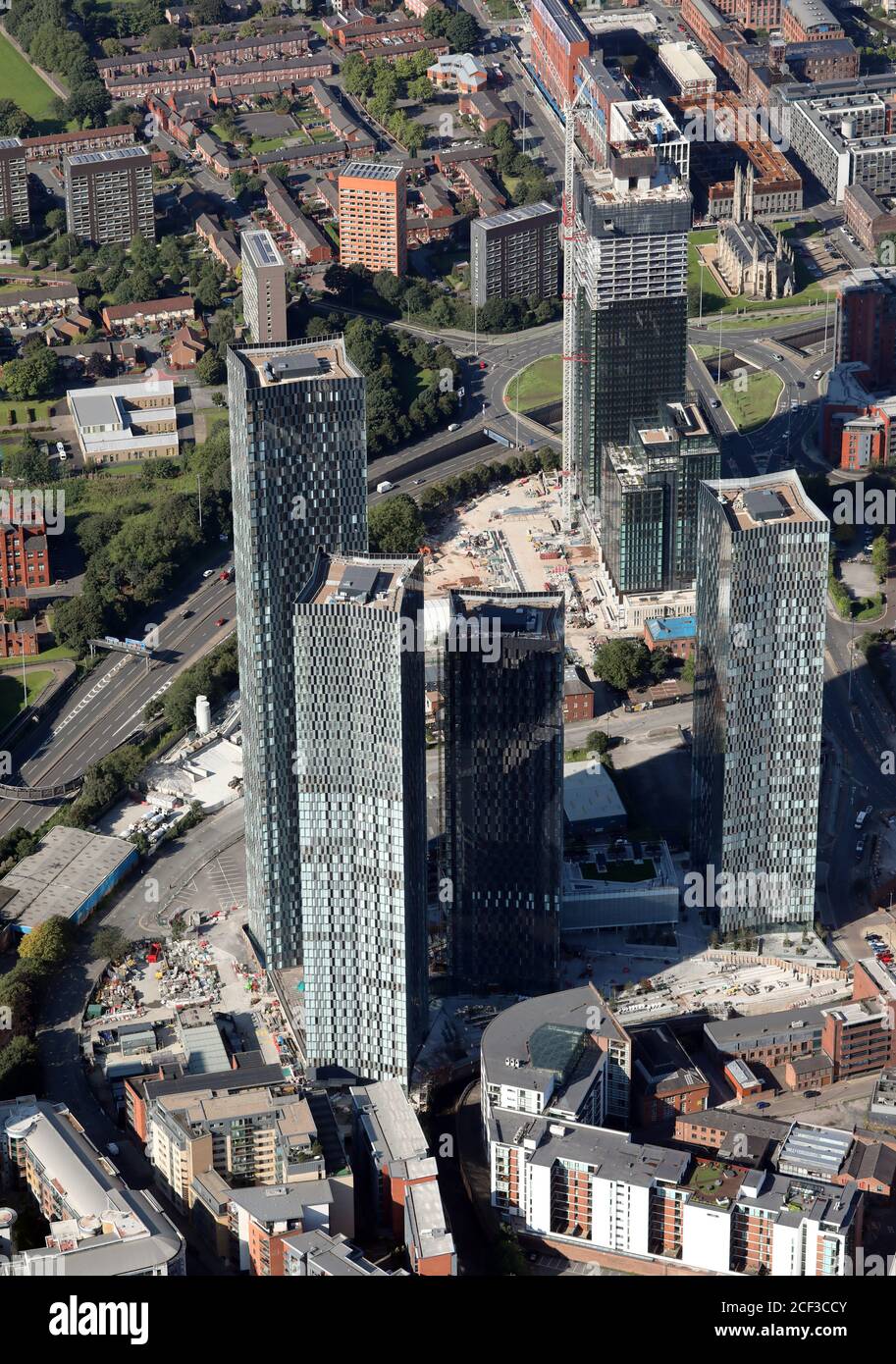 Vue aérienne de la place Deansgate (anciennement Owen Street Development) À Manchester Banque D'Images
