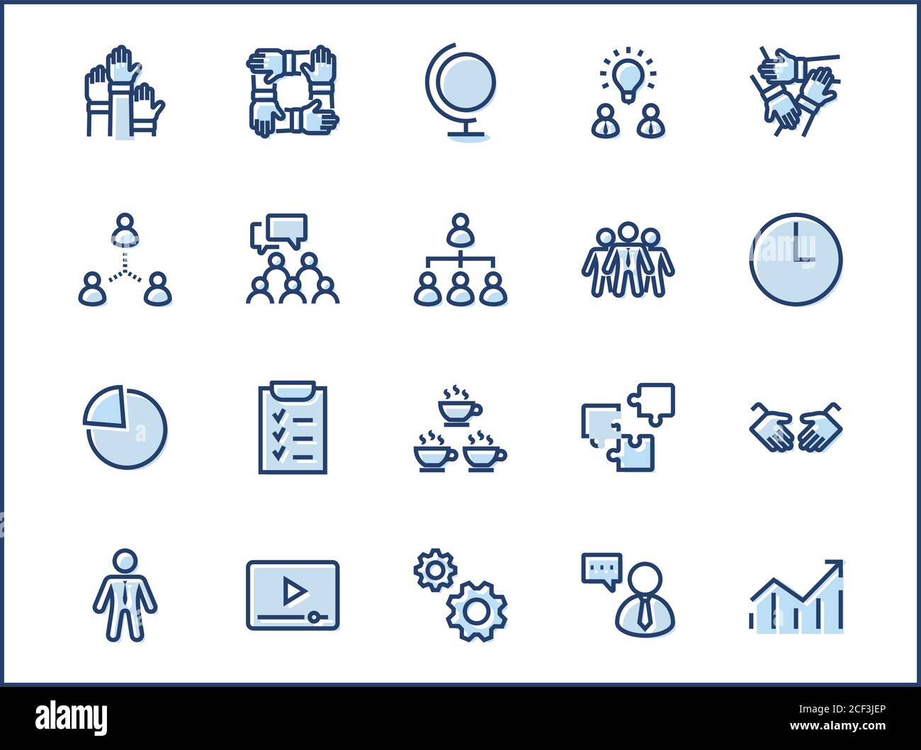 Ensemble D'Icônes De Ligne Vectorielle Liées Au Travail D'Équipe. Contient Des Icônes Telles Que Handshake, Check, Idea, Coffee, Gears, Cooperation, Collaboration, Team Meeting Et Illustration de Vecteur