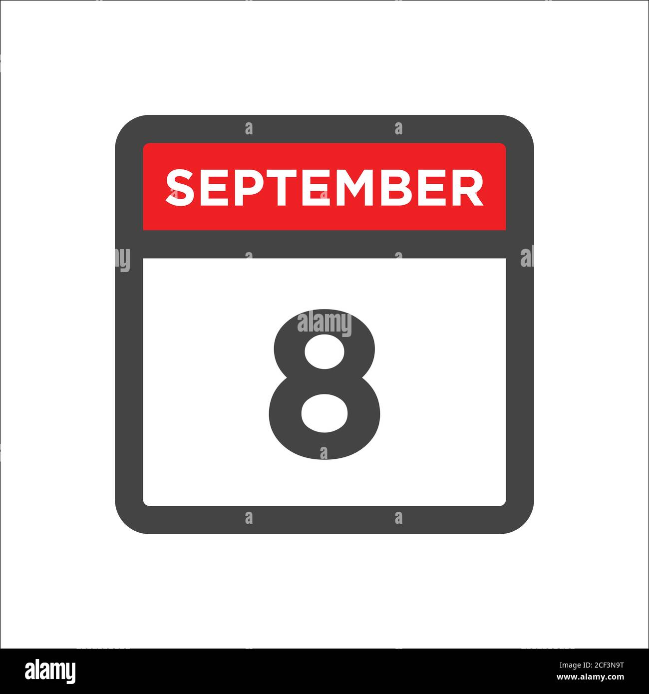 Icône du calendrier de septembre 8 avec jour et mois Illustration de Vecteur