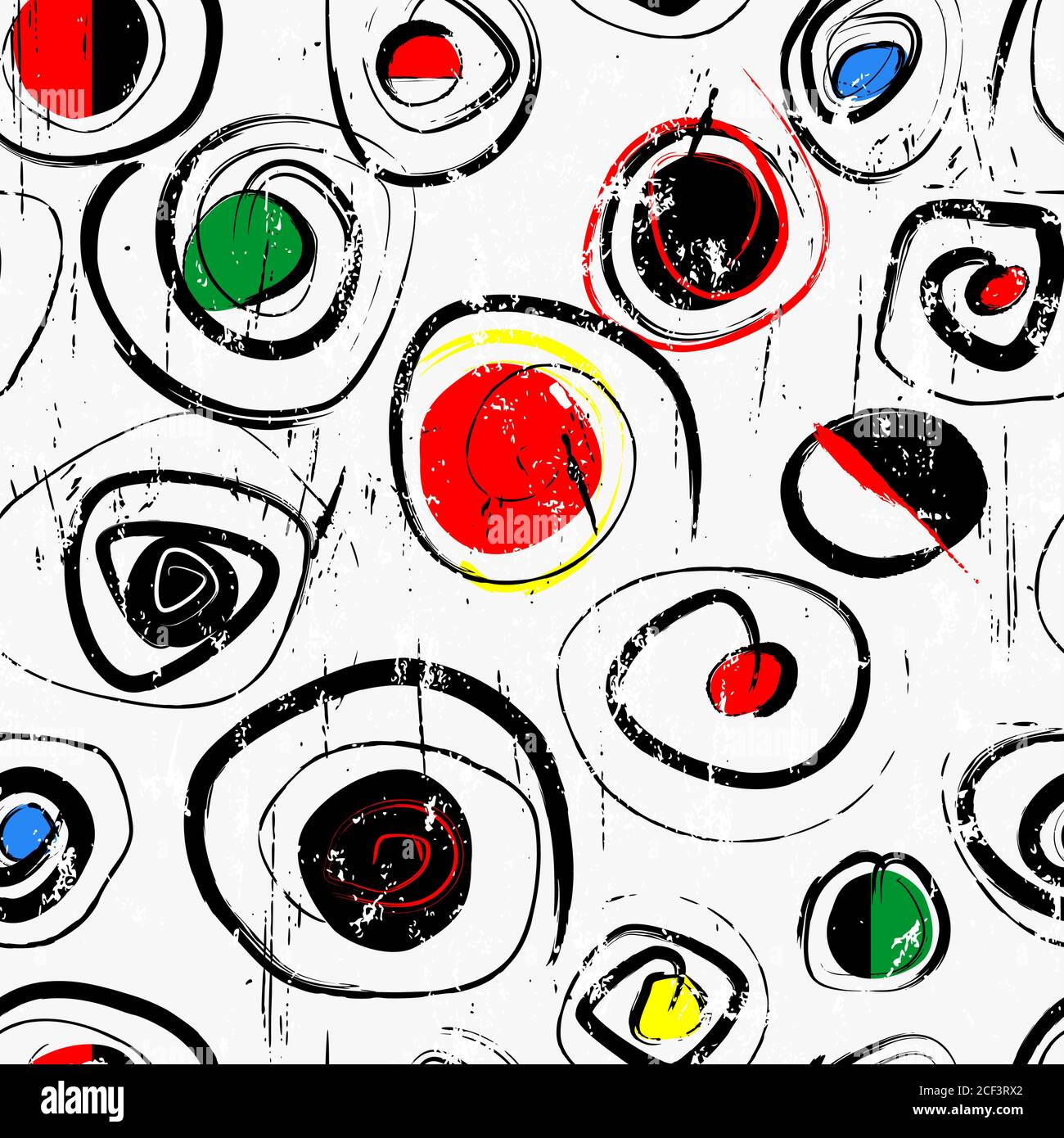 motif circulaire abstrait sans couture, avec tourbillons, touches de peinture et éclaboussures, grundy Illustration de Vecteur