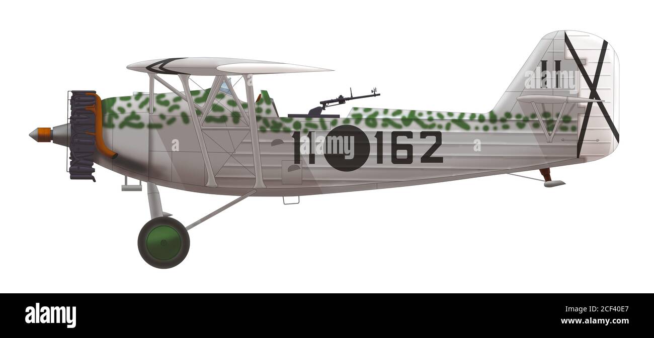 Heinkel He 46 (11○162) de l'Escuadrilla 4-E-11 (vol 4-E-11) du Grupo 2-G-11 (Groupe 2-G-11) de l'Aviation nationale espagnole, 1937 Banque D'Images